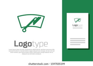 Green line Windscreen wiper icon isolated on white background. Logo design template element. Vector Illustration