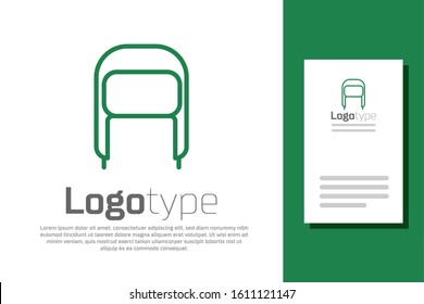 Green line Winter hat with ear flaps icon isolated on white background. Logo design template element. Vector Illustration