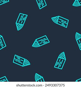 Green line Wooden beam icon isolated seamless pattern on blue background. Lumber beam plank.  Vector