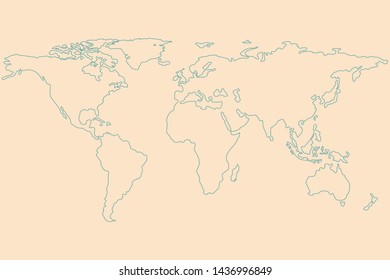 The green line of world map on vintage background, reduce global warming.  