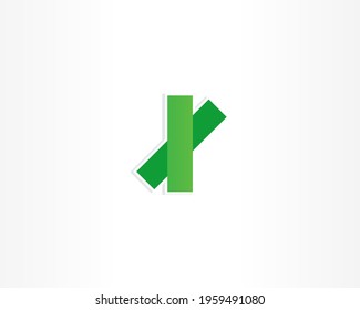 Green and line X shape logo design template