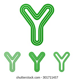 Green line y logo design set