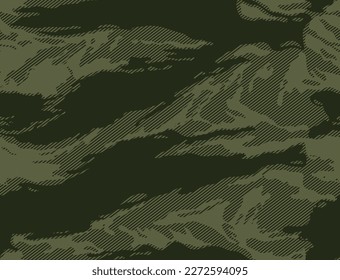 Green linear camouflage vector abstract trendy pattern