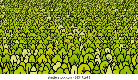 Green linear forest perspective vector pattern