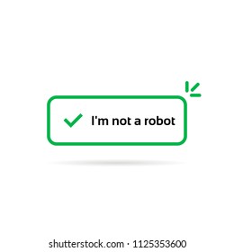 green linear like i'm not a robot captcha. concept of authentication of human identity or enter to the web site. flat modern logotype graphic thin line art design element isolated on white background