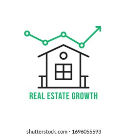 green linear real estate growth simple icon. flat stroke trend modern investment grow logotype graphic art design isolated on white background. concept of appreciation or competition in property