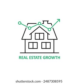 green linear real estate growth simple icon. flat stroke trend modern investment grow logotype graphic art design isolated on white background. concept of