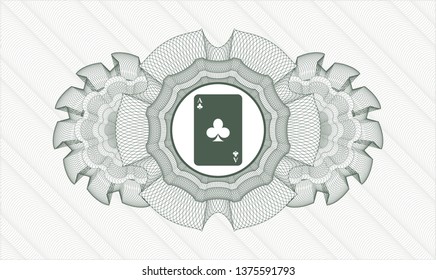 Green linear rosette with ace of clover icon inside