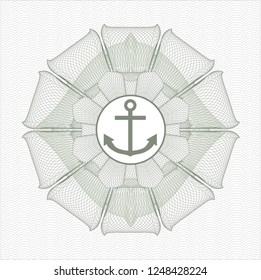 Green linear rosette with anchor icon inside