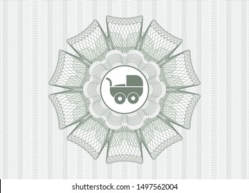 Green linear rosette with baby cart icon inside
