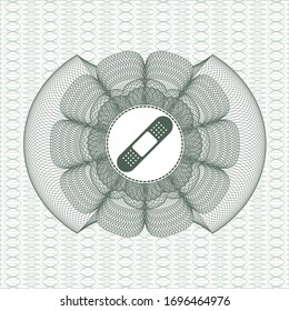 Green linear rosette with bandage plaster icon inside