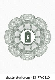 Green linear rosette with battery charging icon inside