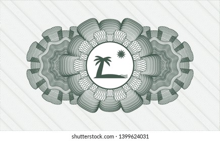 Green linear rosette with beach icon inside
