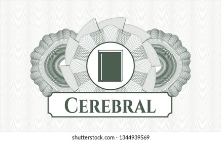 Green linear rosette with book icon and Cerebral text inside