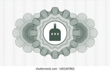 Green linear rosette with bottle of alcohol icon inside