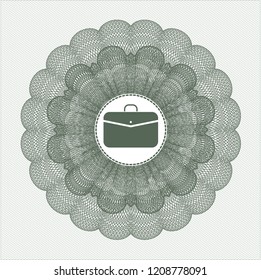 Green linear rosette with business briefcase icon inside