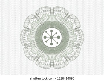 Green linear rosette with business network icon inside