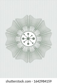 Green linear rosette with business network icon inside