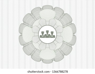 Green linear rosette with business teamwork icon inside