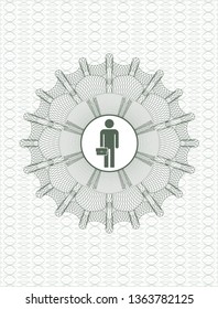 Green linear rosette with businessman holding briefcase icon inside