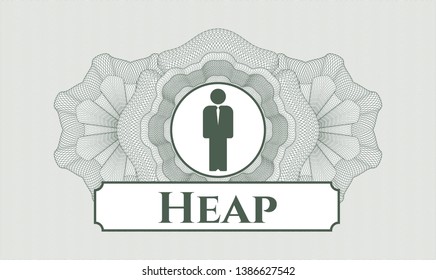 Green linear rosette with businessman icon and Heap text inside