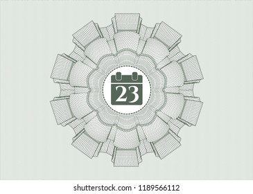 Green linear rosette with calendar icon inside