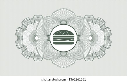 Green linear rosette with cheeseburger icon inside