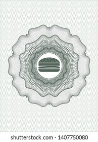 Green linear rosette with cheeseburger icon inside