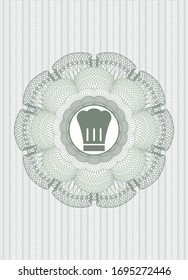 Green linear rosette with chef hat icon inside