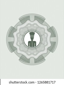 Green linear rosette with chef icon inside