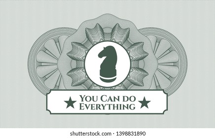 Green linear rosette with chess knight icon and You Can do Everything text inside