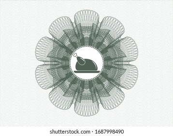 Green linear rosette with chicken dish icon inside