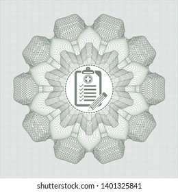 Green linear rosette with clinic history icon inside