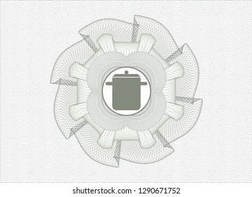 Green linear rosette with cooking pot icon inside