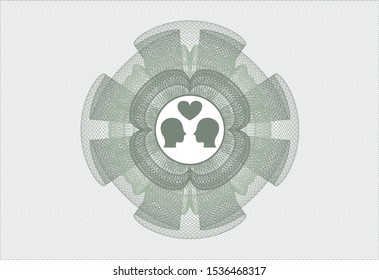 Green linear rosette with couple in love icon inside