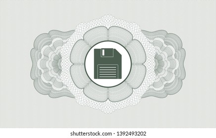 Green linear rosette with diskette icon inside