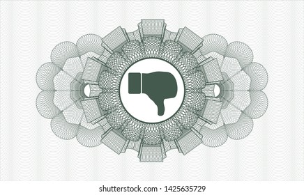 Green linear rosette with dislike icon inside
