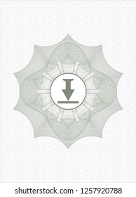 Green linear rosette with download icon inside