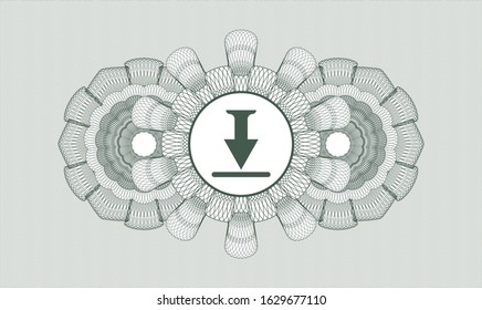 Green linear rosette with download icon inside