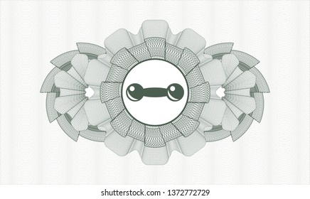 Green linear rosette with dumbbell icon inside
