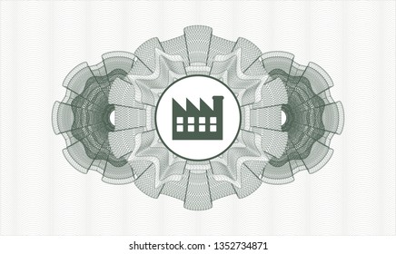 Green linear rosette with factory icon inside