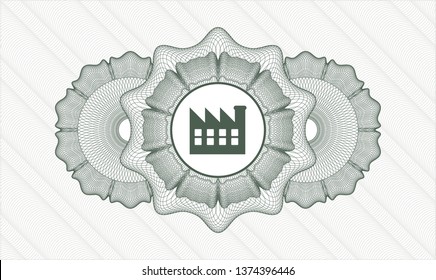 Green linear rosette with factory icon inside
