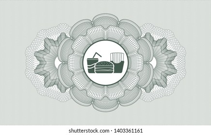 Green linear rosette with fast food icon inside