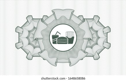 Rosette lineal verde con icono de comida rápida en el interior