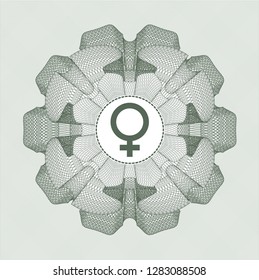Green linear rosette with female icon inside