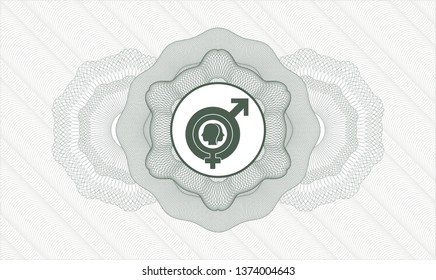 Green linear rosette with gender dysphoria icon inside