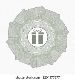 Green linear rosette with gift box icon inside