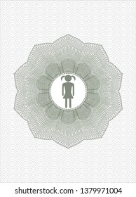 Green linear rosette with girl icon inside