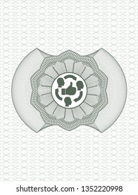 Green linear rosette with good customer feedback icon inside
