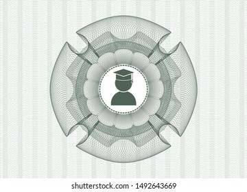 Green linear rosette with graduation icon inside